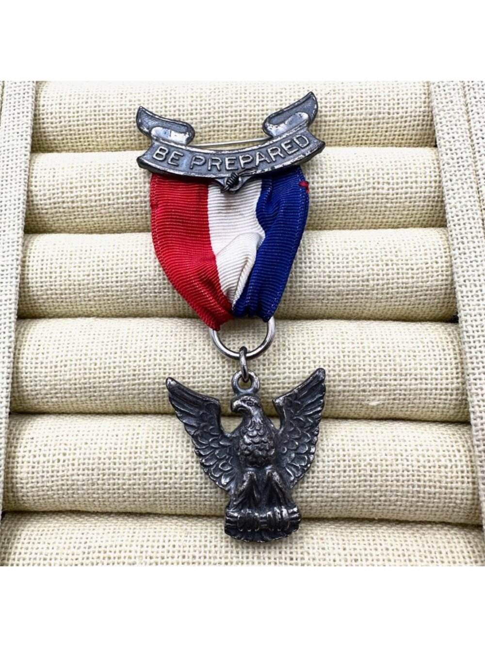 Antique Boy Scouts of America Medal Sterling Silver Eagle Be Prepared - Picture 6 of 10
